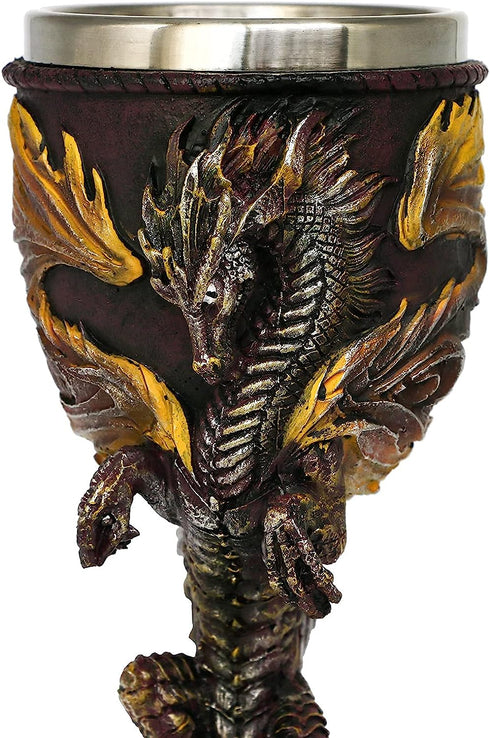 Medieval Flame Dragon Wine Goblet - Fantasy dungeons and dragons Wine Chalice